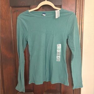 Old Navy Women's Teal Ribbed Long Sleeve Top NWT